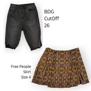 Free People (4) Mini Skirt + BDG HiRise Twig Cutoff (26) Black Jean